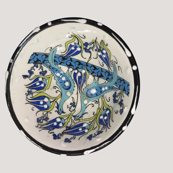 Nakkas Bowls Handpainted Turkish Ceramic Finger Dip Floral Traditional Patterns - Picture 7 of 13